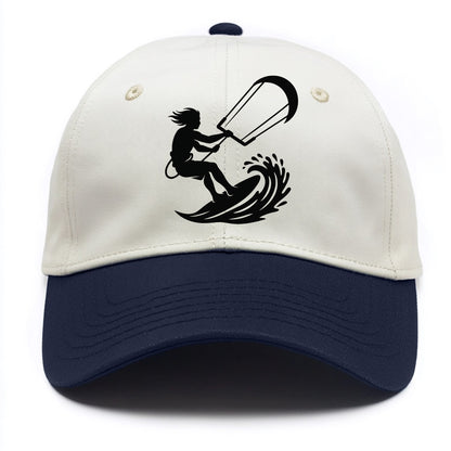 Kite surfer riding wave - Two Tone Cap - Navy