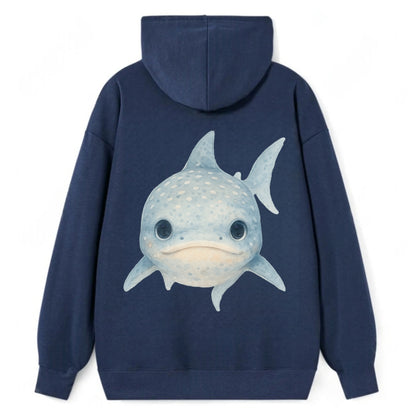 Baby Whale Shark - spotted blue-gray, wide mouth closed, tiny eyes, - Classic Pullover Hoodie - Navy