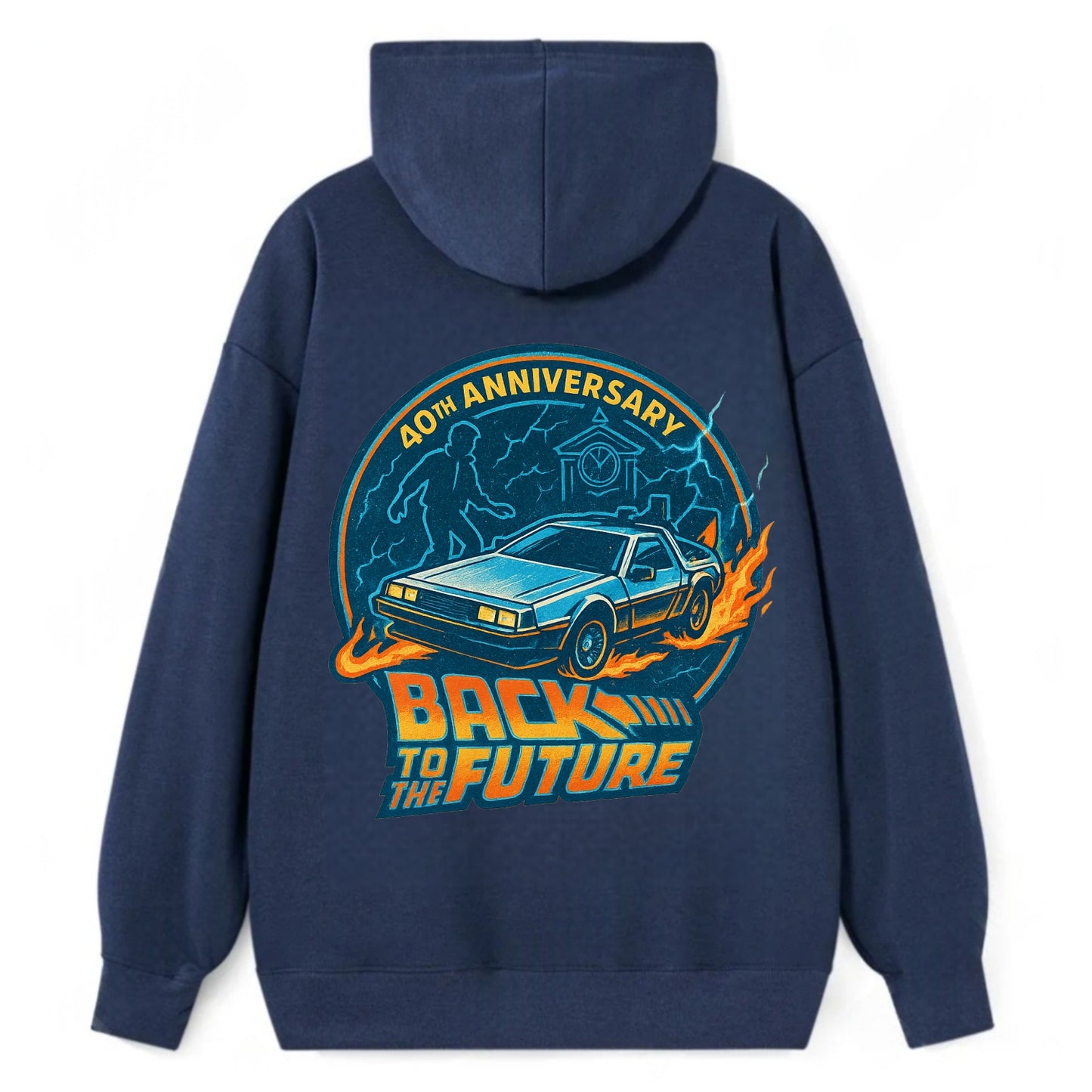 Back To The Future 40th Anniversary - Classic Pullover Hoodie - Navy