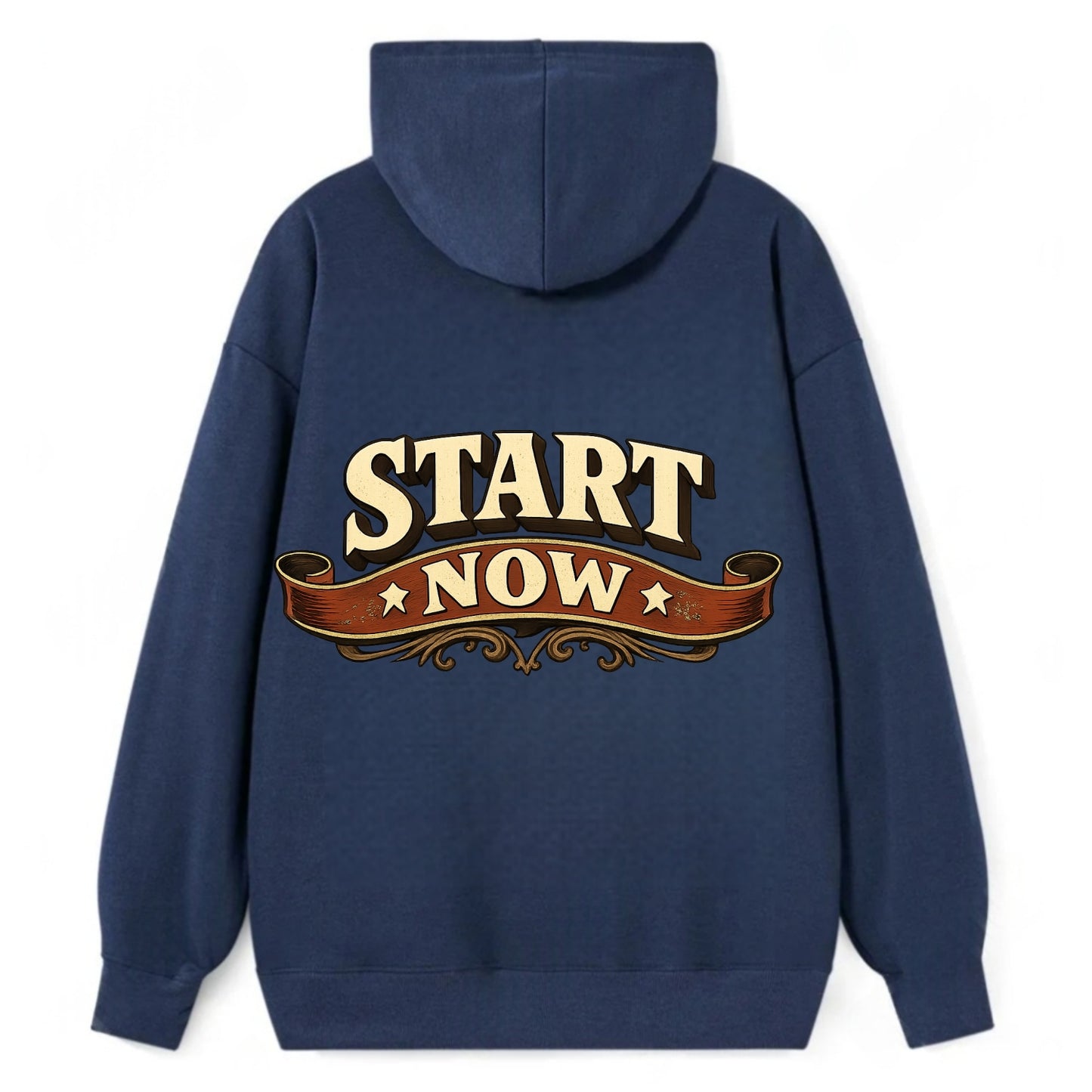 Bold typography design - "START NOW" - begin immediately, no delay - Classic Pullover Hoodie - Navy
