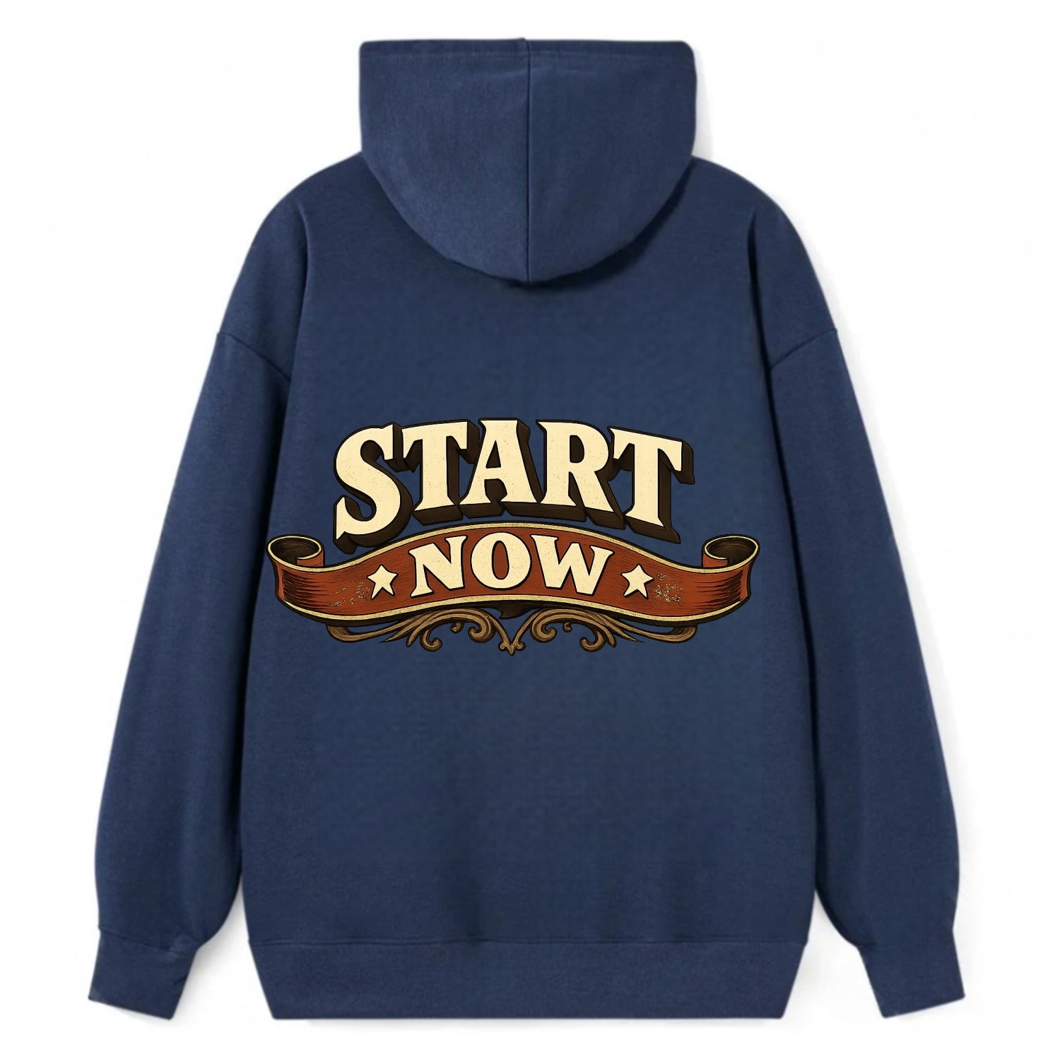 Bold typography design - "START NOW" - begin immediately, no delay - Classic Pullover Hoodie - Navy