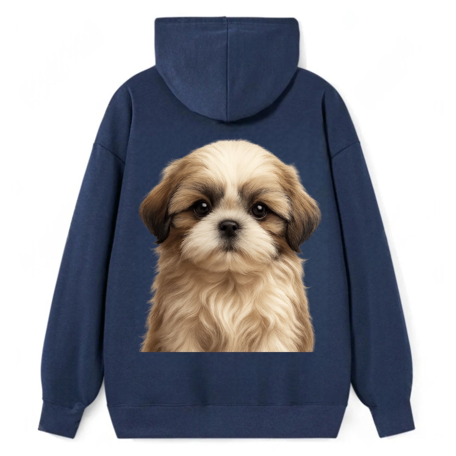 Baby Shih Tzu Puppy - long flowing coat, flat face, big dark eyes, - Classic Pullover Hoodie - Navy
