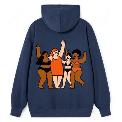 Diverse body types celebrating together - body positivity movement, all - Classic Pullover Hoodie - Navy