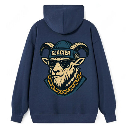 Glacier Mountain Goat - Classic Pullover Hoodie - Navy
