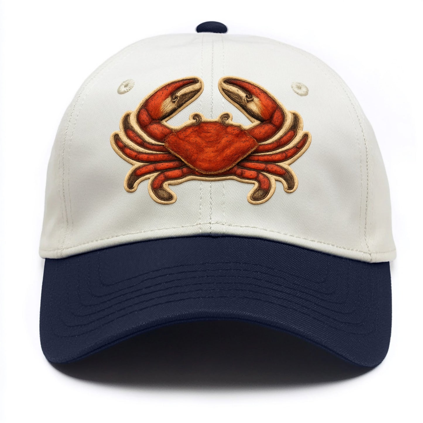 CRAB CLAWS - red crab in scarlet and orange , seafood - Two Tone Cap - Navy