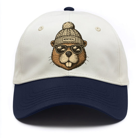 Montreal Beaver wearing Montreal beanie - Two Tone Cap - Navy