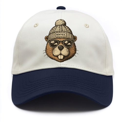 Montreal Beaver wearing Montreal beanie - Two Tone Cap