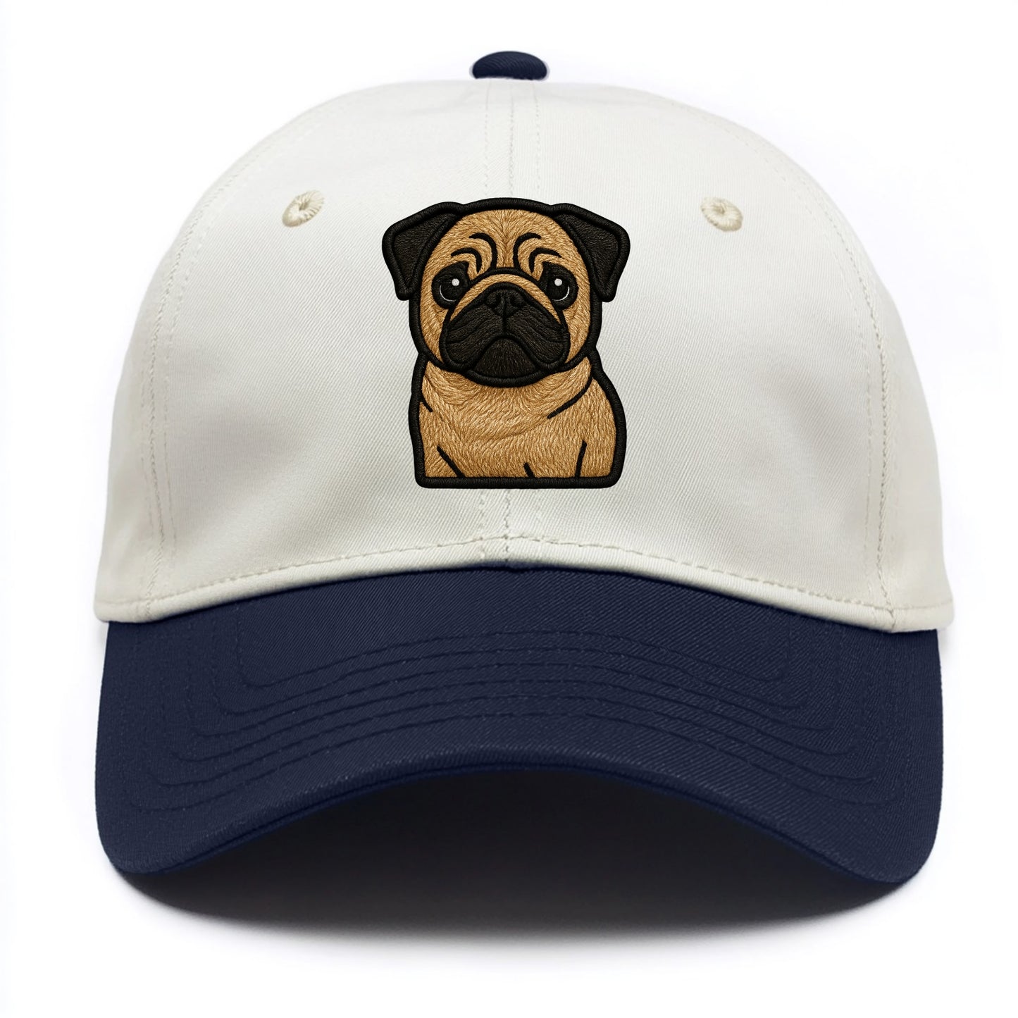 Pug - Contemporary wrinkled design with - Two Tone Cap - Navy