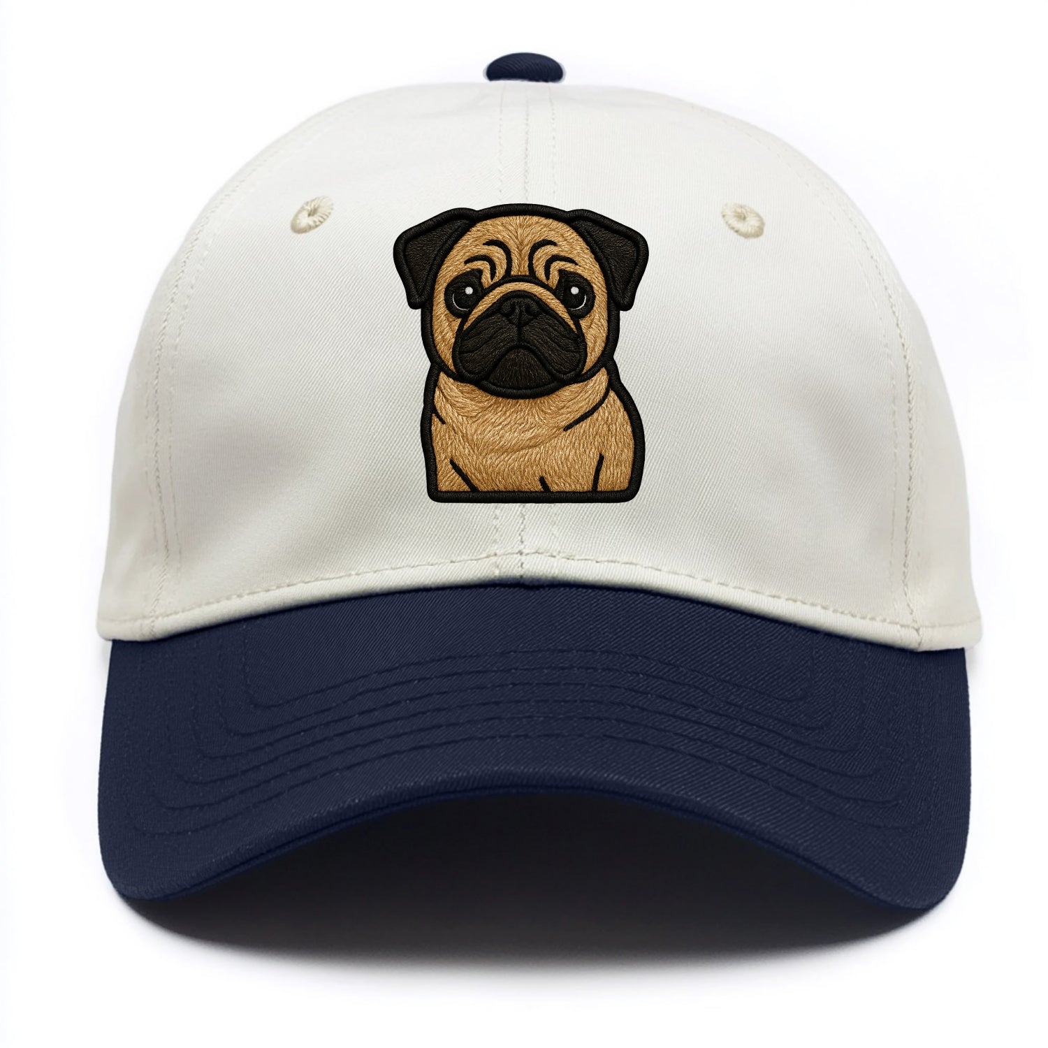 Pug - Contemporary wrinkled design with - Two Tone Cap - Navy
