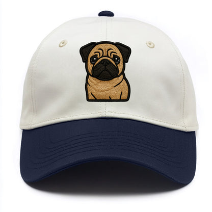 Pug - Contemporary wrinkled design with - Two Tone Cap - Navy