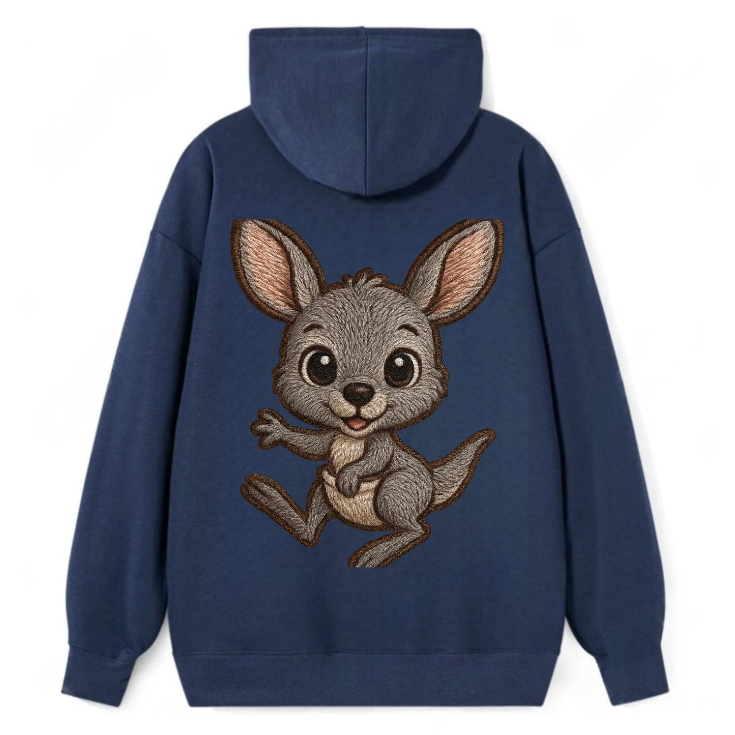 Baby Kangaroo Joey - gray fur, large ears, in pouch peek, bright eyes, - Classic Pullover Hoodie - Navy