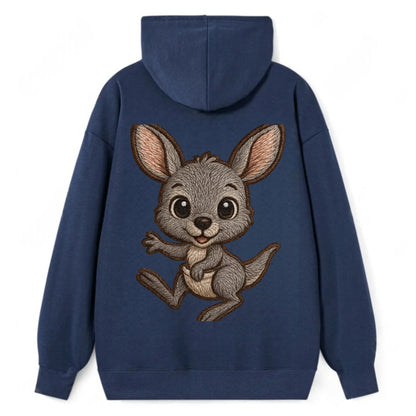 Baby Kangaroo Joey - gray fur, large ears, in pouch peek, bright eyes, - Classic Pullover Hoodie - Navy