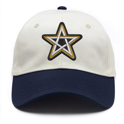 PENTAGRAM STAR - five point star in silver , protection - Two Tone Cap - Navy