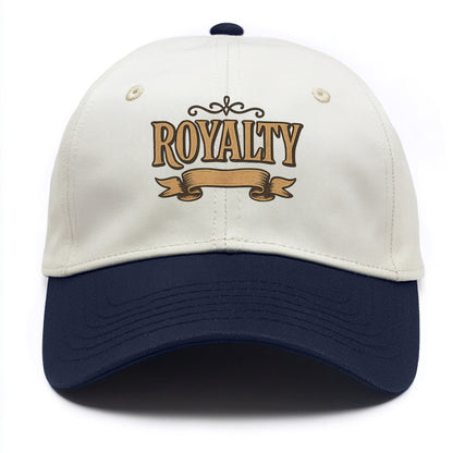Bold typography design - "ROYALTY" - regal bearing, noble spirit - Two Tone Cap - Navy