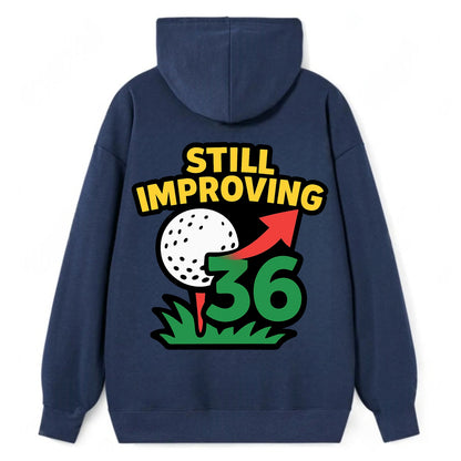 Handicap number getting higher with arrow - "Still Improving" - - Classic Pullover Hoodie - Navy