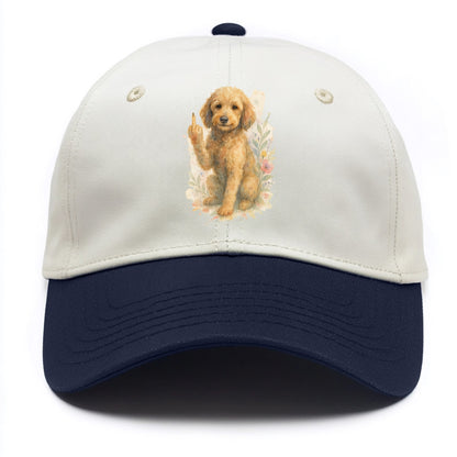 Labradoodle hypoallergenic with wavy coat, intelligent eyes, paw raised - Two Tone Cap - Navy