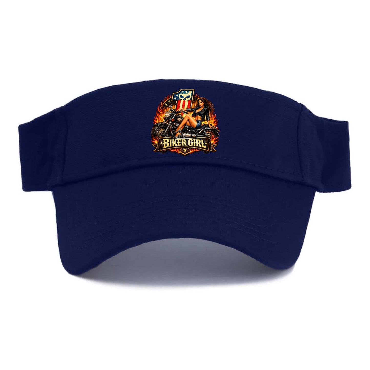 Vintage Biker Pin Up - Visor - Navy