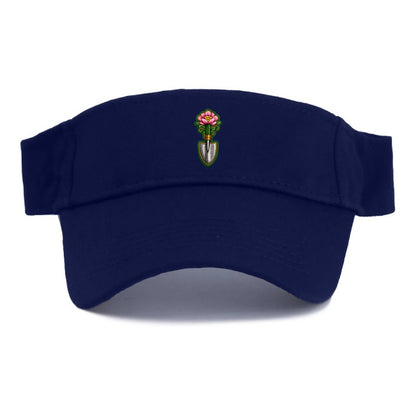 Embroidered patch design - GARDENING TROWEL FLOWER - garden tool with blooming flower in - Visor - Navy