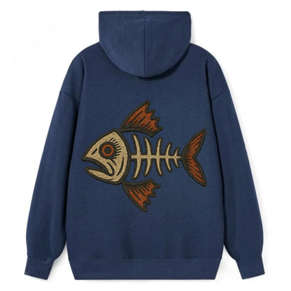 Fish Skeleton  - Classic Pullover Hoodie - Navy