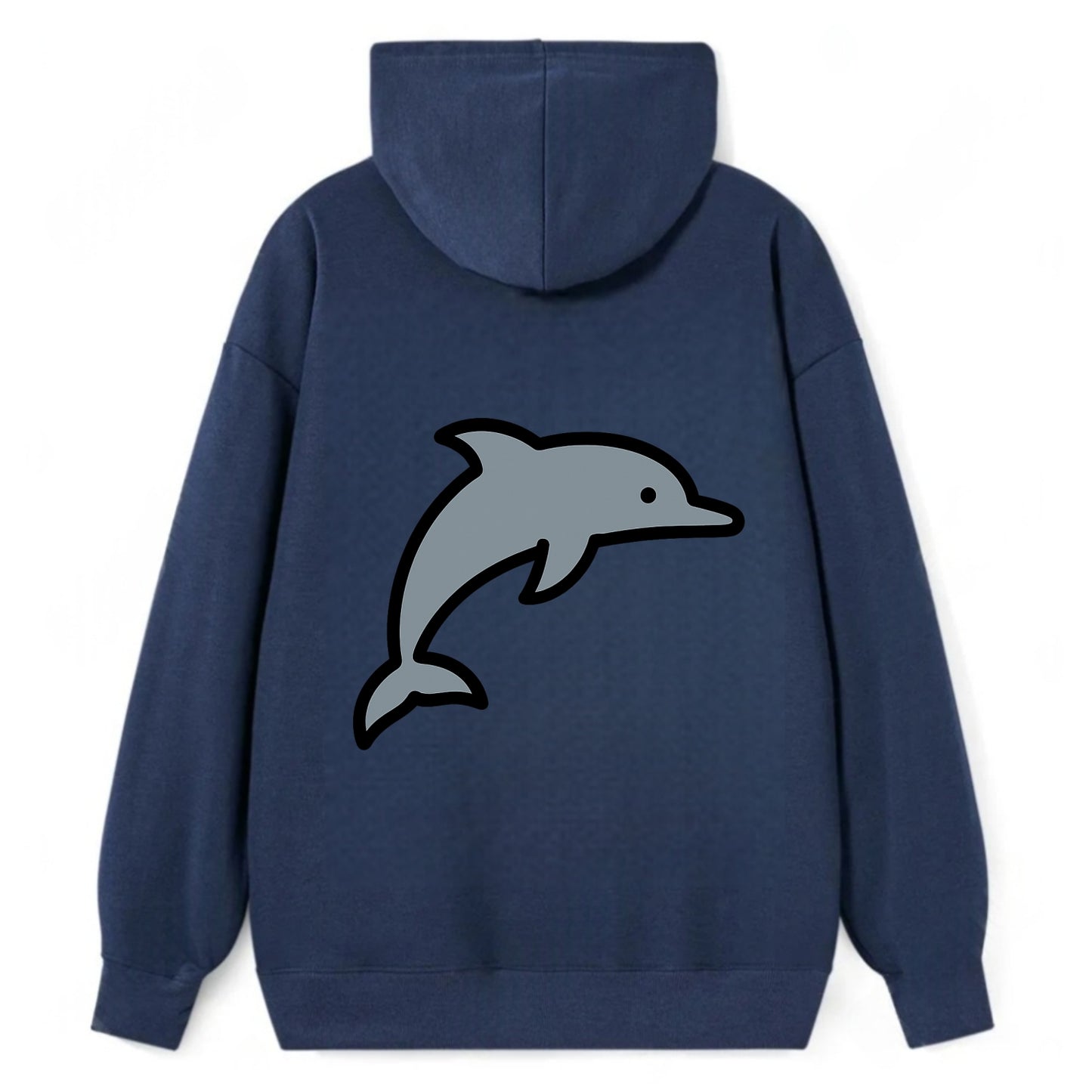 Bottlenose Dolphin - Gray jumping pose flat side profile - Classic Pullover Hoodie - Navy