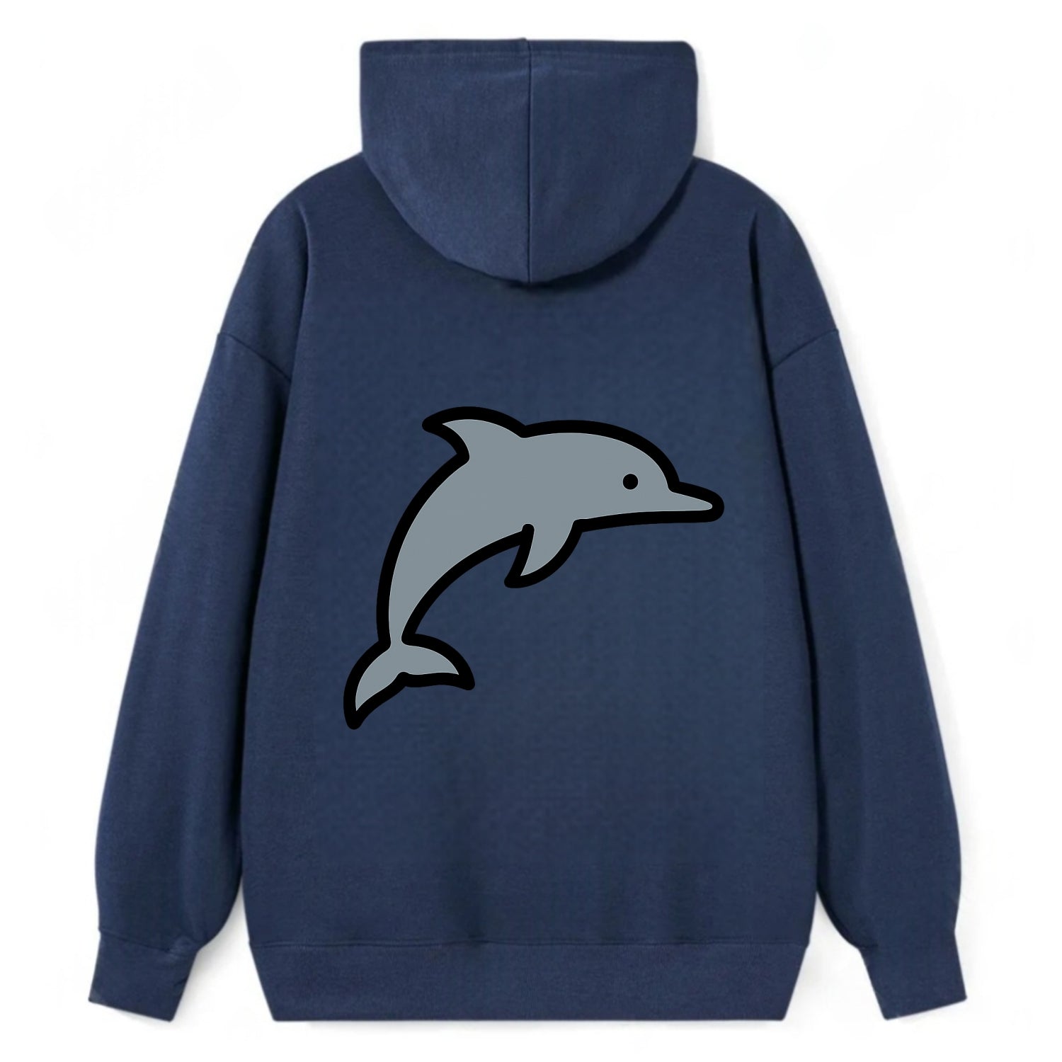 Bottlenose Dolphin - Gray jumping pose flat side profile - Classic Pullover Hoodie - Navy