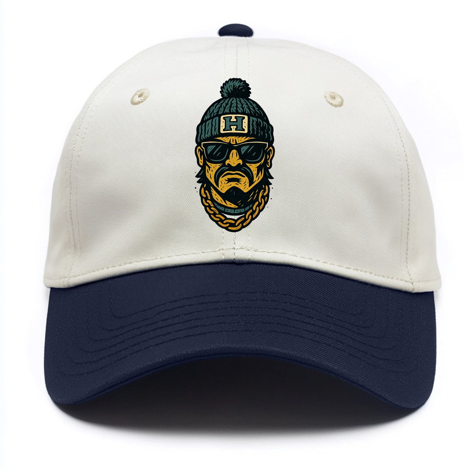 Honolulu Warrior wearing Hawaii beanie with H patch - Two Tone Cap - Navy