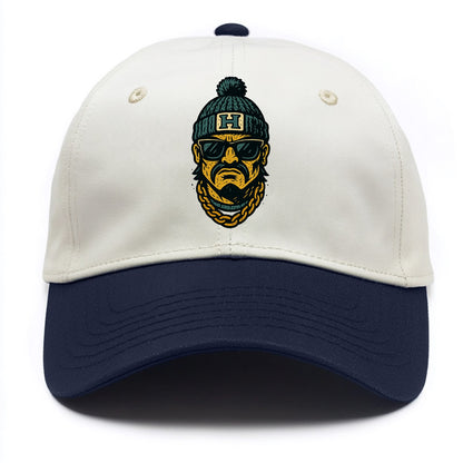 Honolulu Warrior wearing Hawaii beanie with H patch - Two Tone Cap - Navy