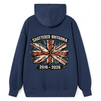SHATTERED BRITANNIA | Cracked broken Union Jack | Fragmented glass effect - Classic Pullover Hoodie - Navy
