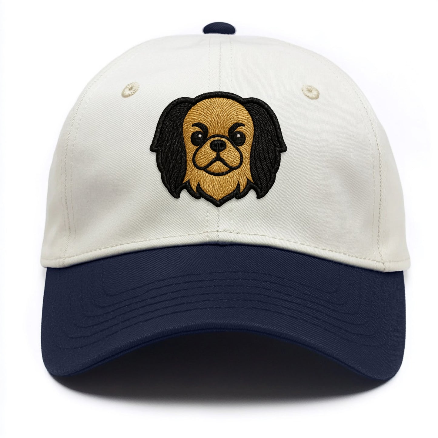 Japanese Chin - Modern flat-face logo wi - Two Tone Cap - Navy