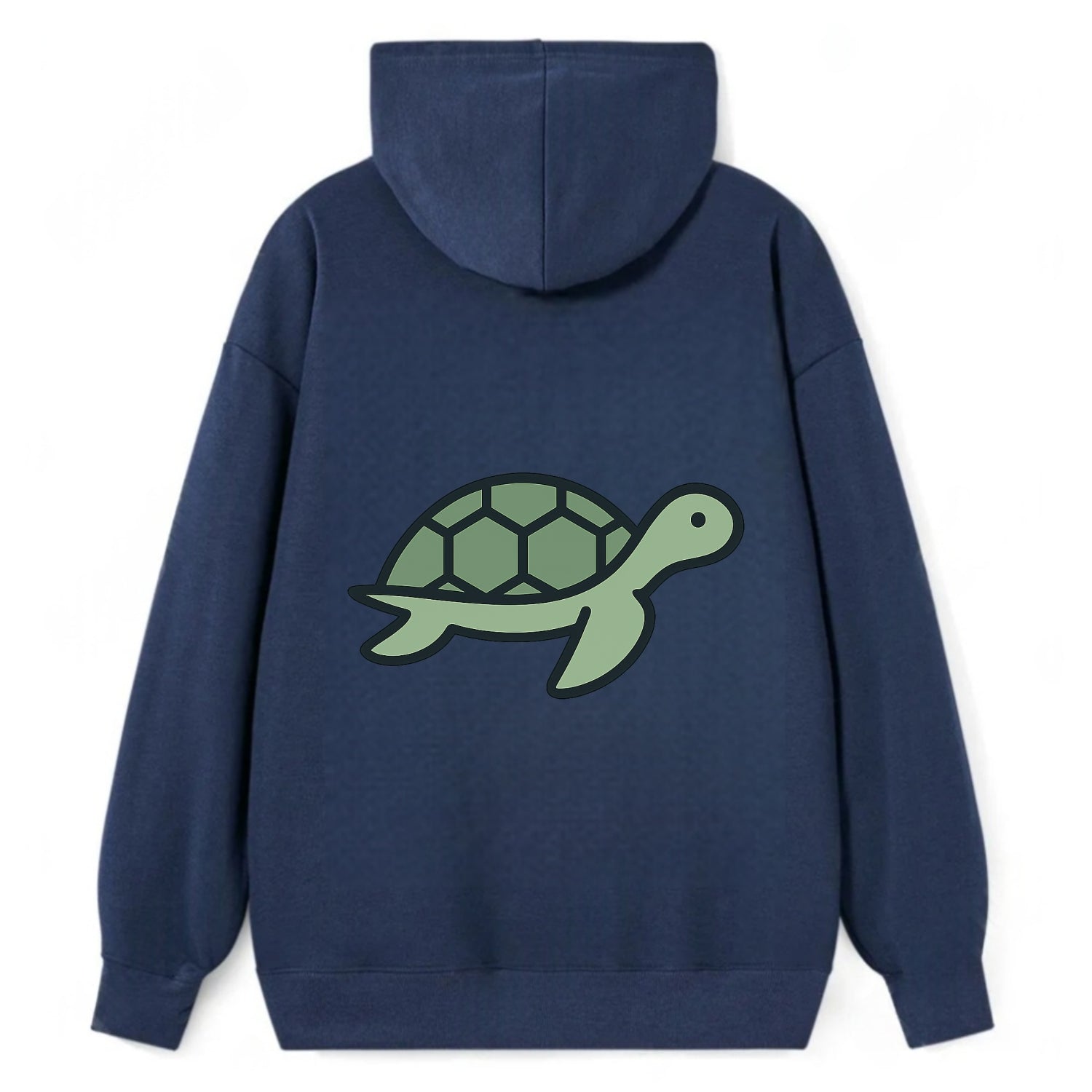 Sea Turtle - Green with shell pattern flat side profile - Classic Pullover Hoodie - Navy