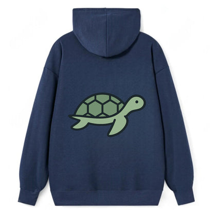 Sea Turtle - Green with shell pattern flat side profile - Classic Pullover Hoodie - Navy