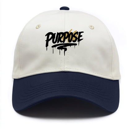 Bold typography design - "PURPOSE" - reason for being - Two Tone Cap - Navy