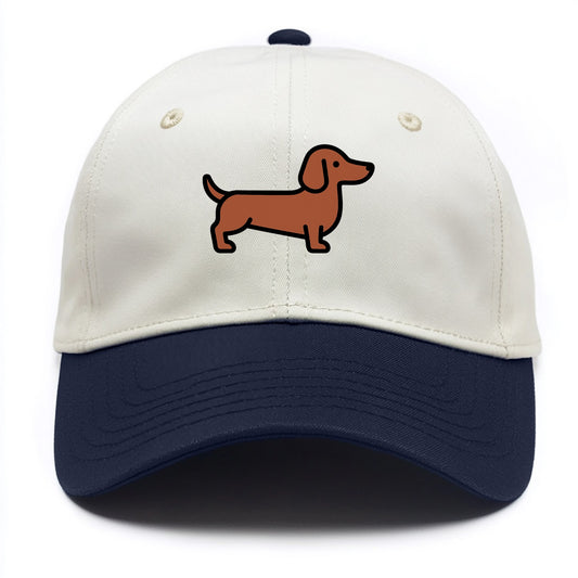 Dachshund - Red/brown smooth flat side profile - Two Tone Cap - Navy