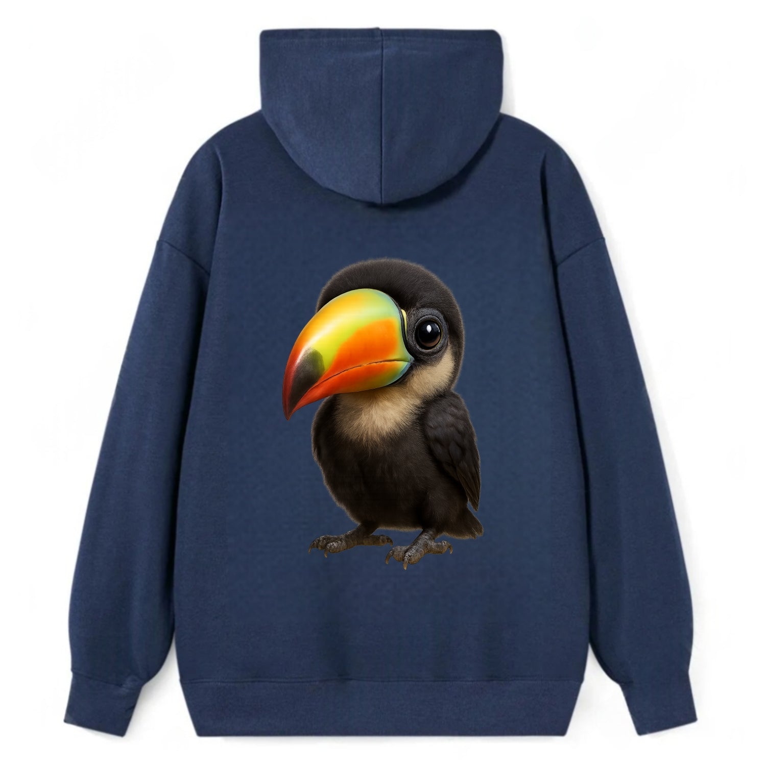 Baby Toucan - oversized colorful beak, black feathers, bright eyes, - Classic Pullover Hoodie - Navy