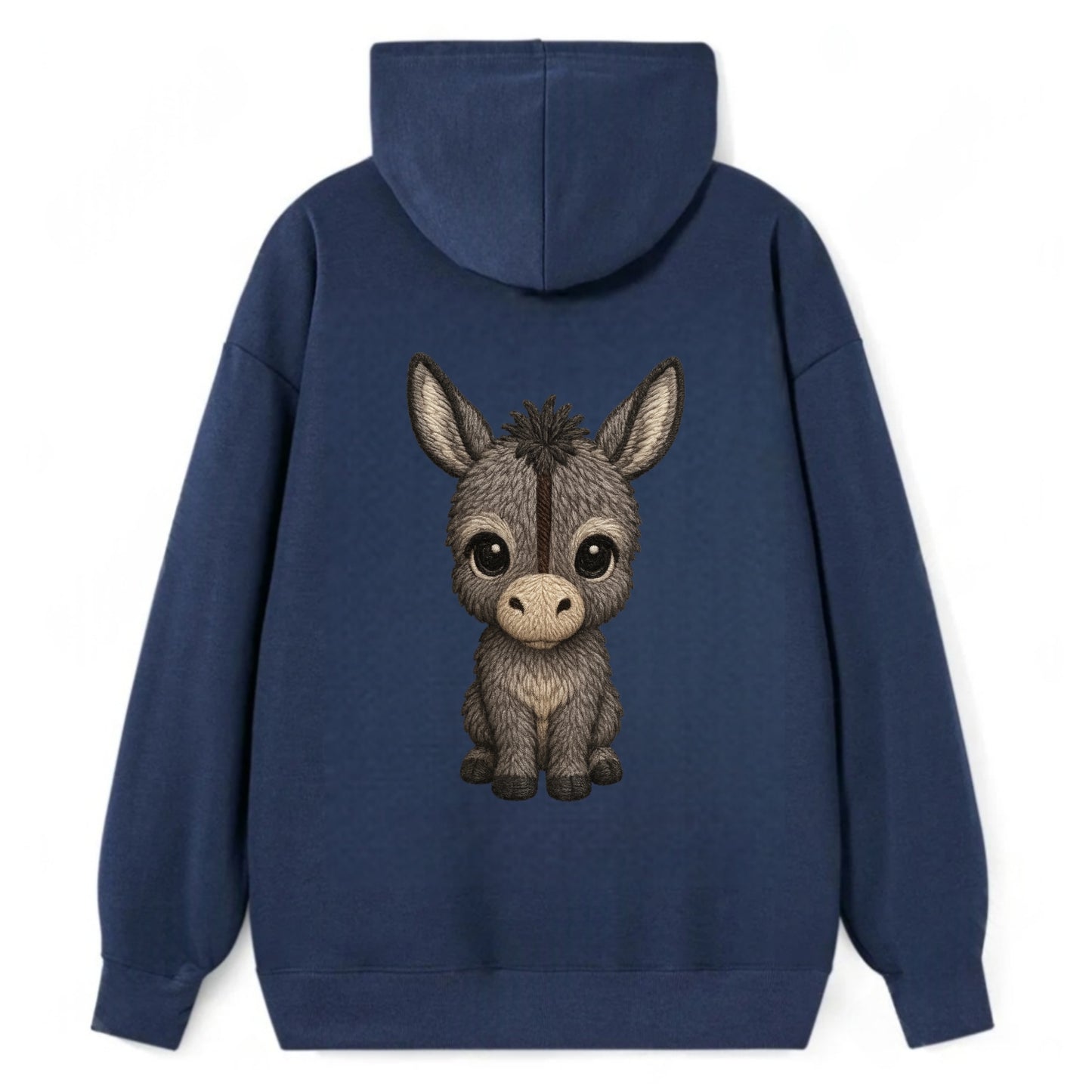 Baby Donkey Foal - gray fluffy, long ears, dark stripe, gentle eyes, - Classic Pullover Hoodie - Navy