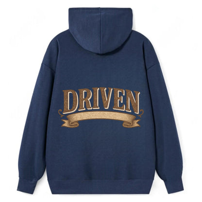 Bold typography design - "DRIVEN" - motivated, focused on goals - Classic Pullover Hoodie - Navy