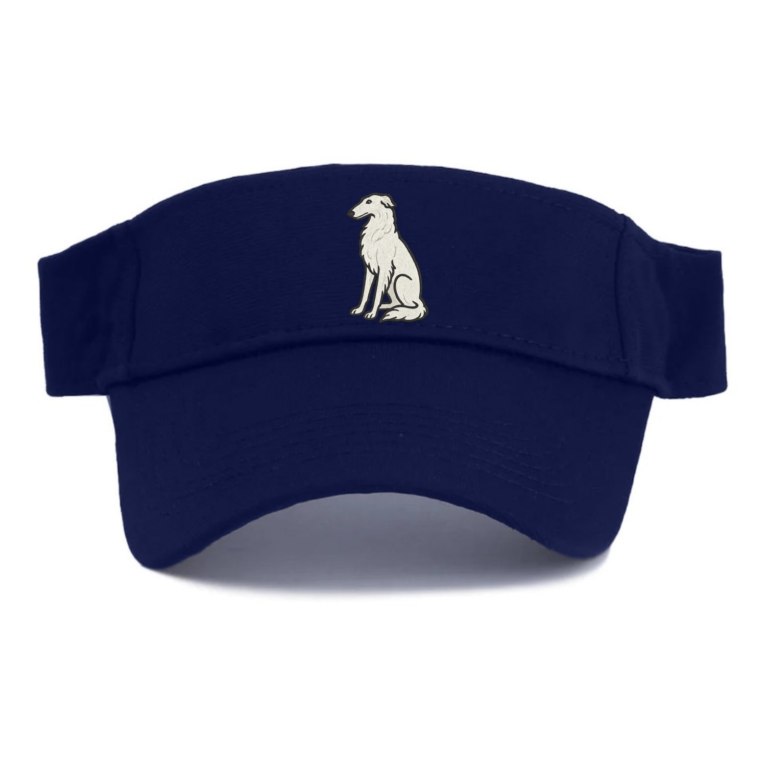 Borzoi - White embroidered sitting pose - Visor - Navy