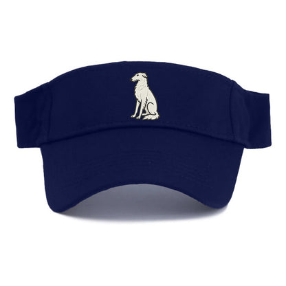 Borzoi - White embroidered sitting pose - Visor - Navy