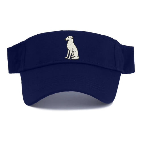 Borzoi - White embroidered sitting pose - Visor