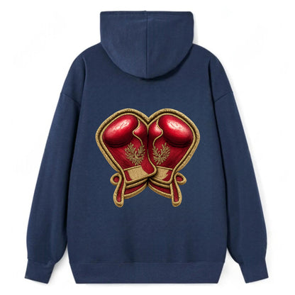 Embroidered patch design - BOXING GLOVES - red boxing gloves crossed in - Classic Pullover Hoodie - Navy