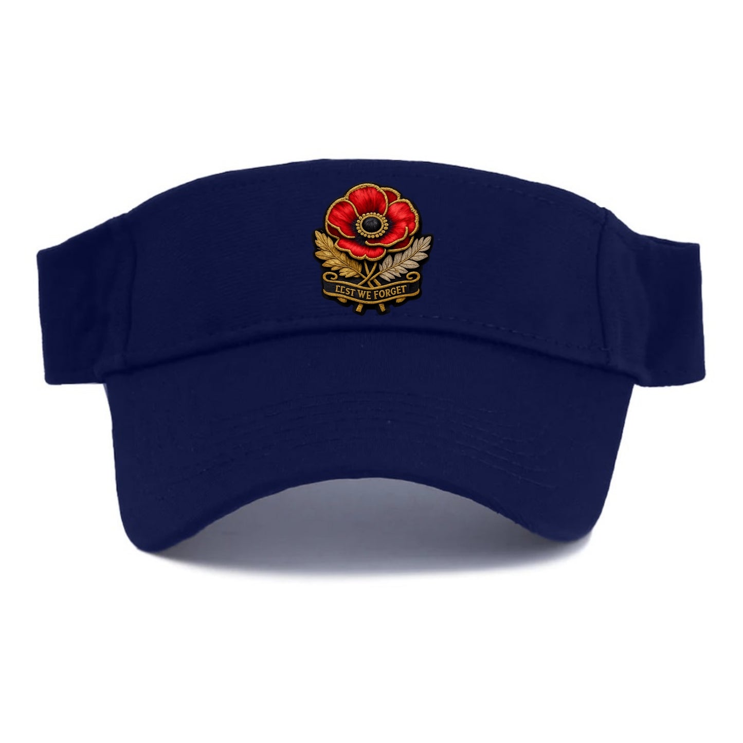 MEMORIAL POPPY - red poppy flower in scarlet , remembrance - Visor - Navy