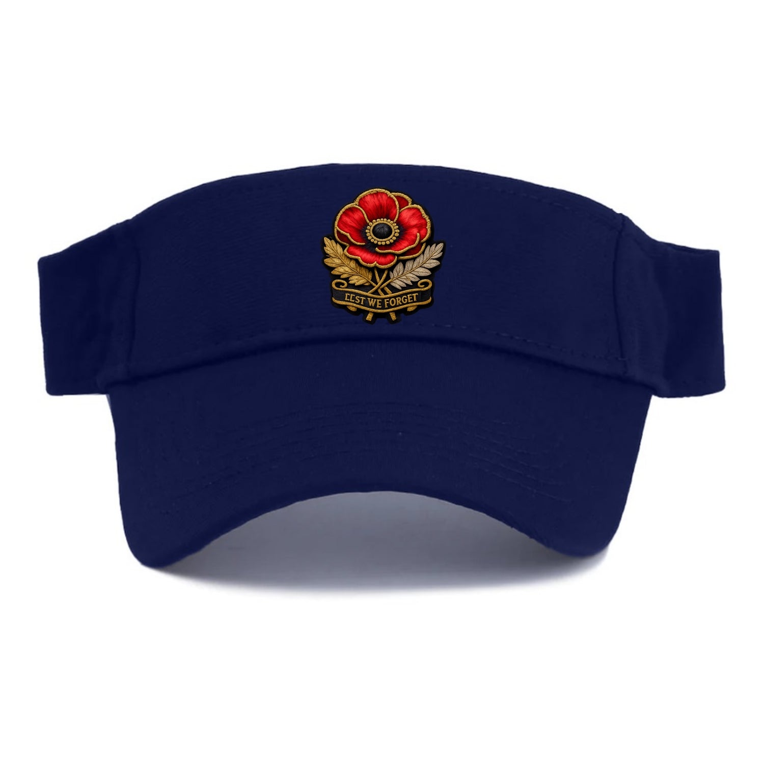 MEMORIAL POPPY - red poppy flower in scarlet , remembrance - Visor - Navy