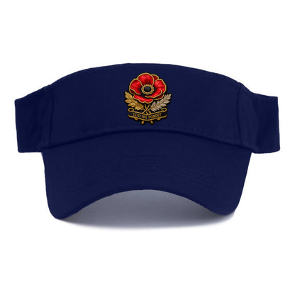 MEMORIAL POPPY - red poppy flower in scarlet , remembrance - Visor - Navy