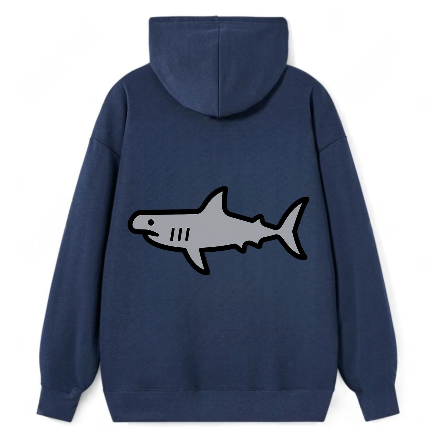 Hammerhead Shark - Gray distinctive head flat side profile - Classic Pullover Hoodie - Navy