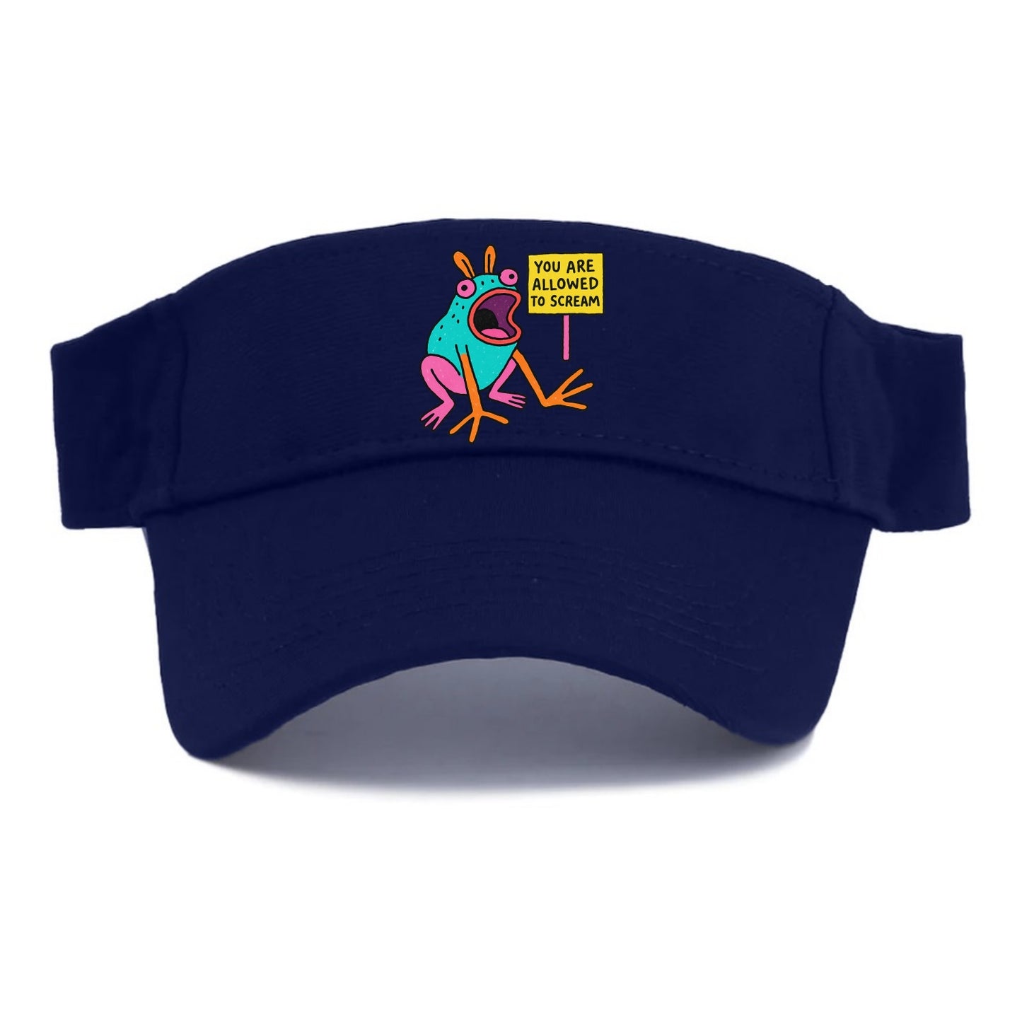 YOU ARE ALLOWED TO SCREAM | Open-mouthed frog mid-scream - Visor - Navy