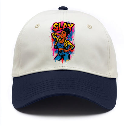 Empowered figure striking confident pose - "slay" culture, fierce and fabulous energy - Two Tone Cap - Navy