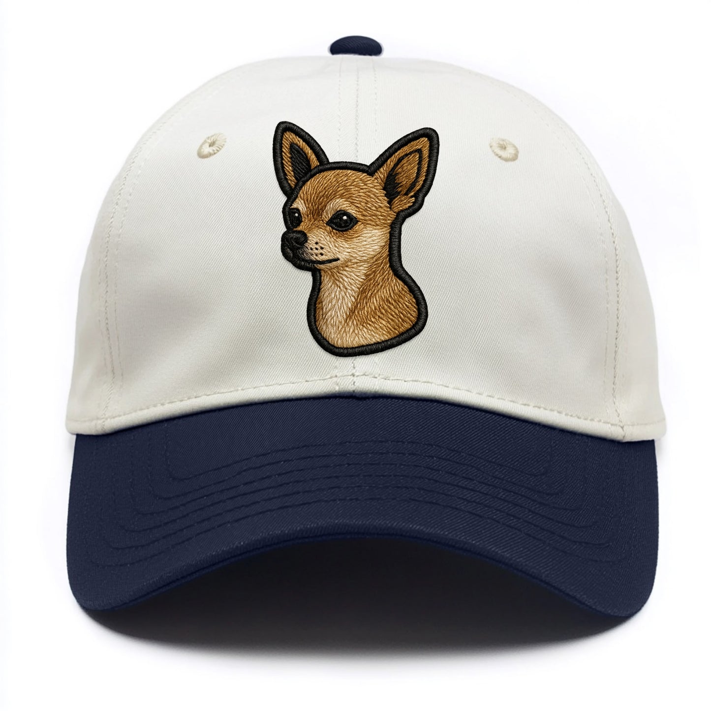 Chihuahua - Modern tiny dog logo with bo - Two Tone Cap - Navy