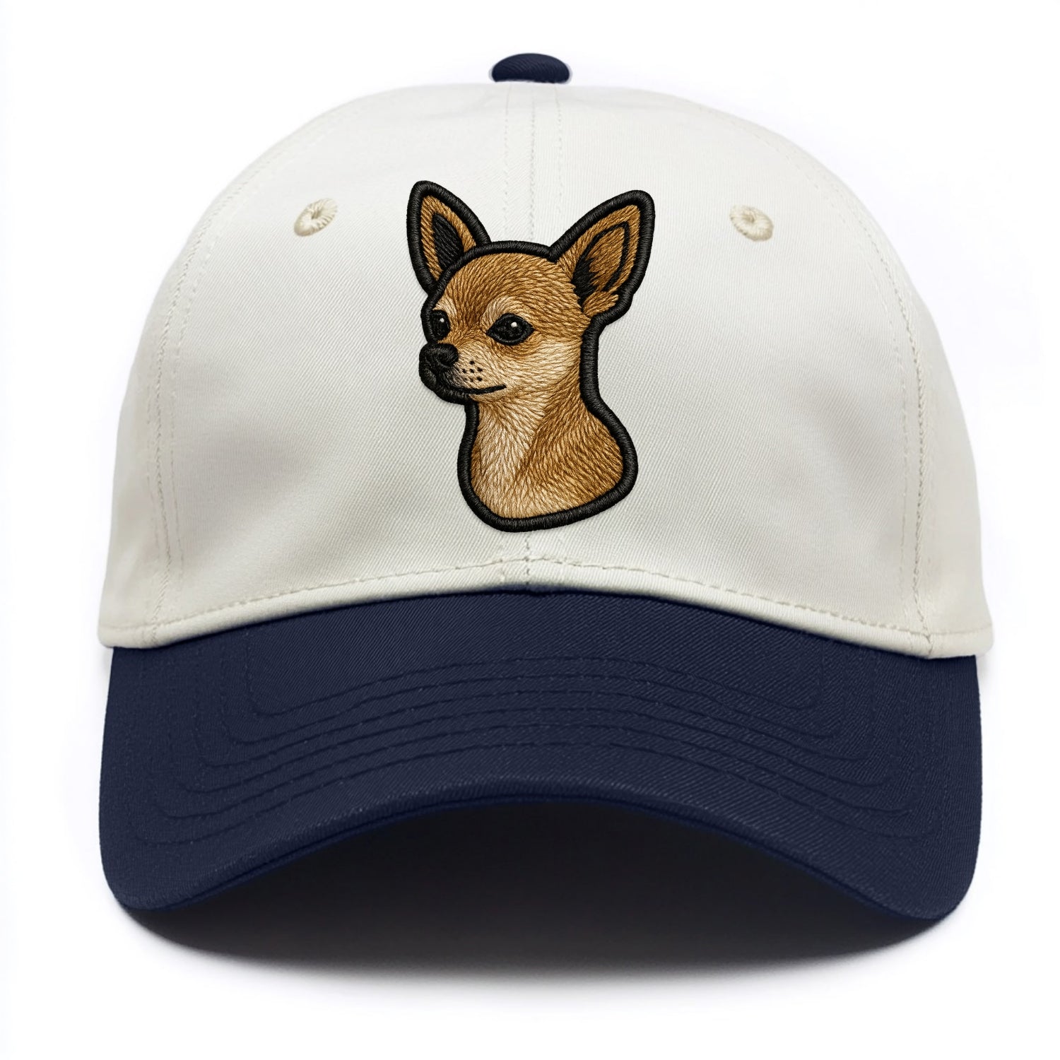 Chihuahua - Modern tiny dog logo with bo - Two Tone Cap - Navy