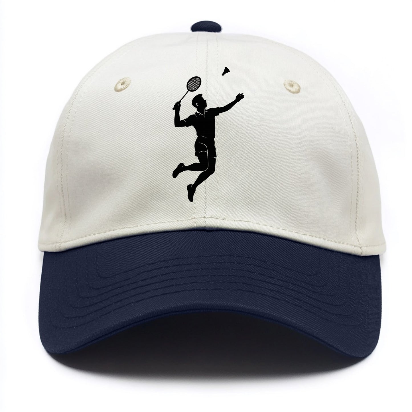 Badminton player jumping for a smash - Two Tone Cap - Navy