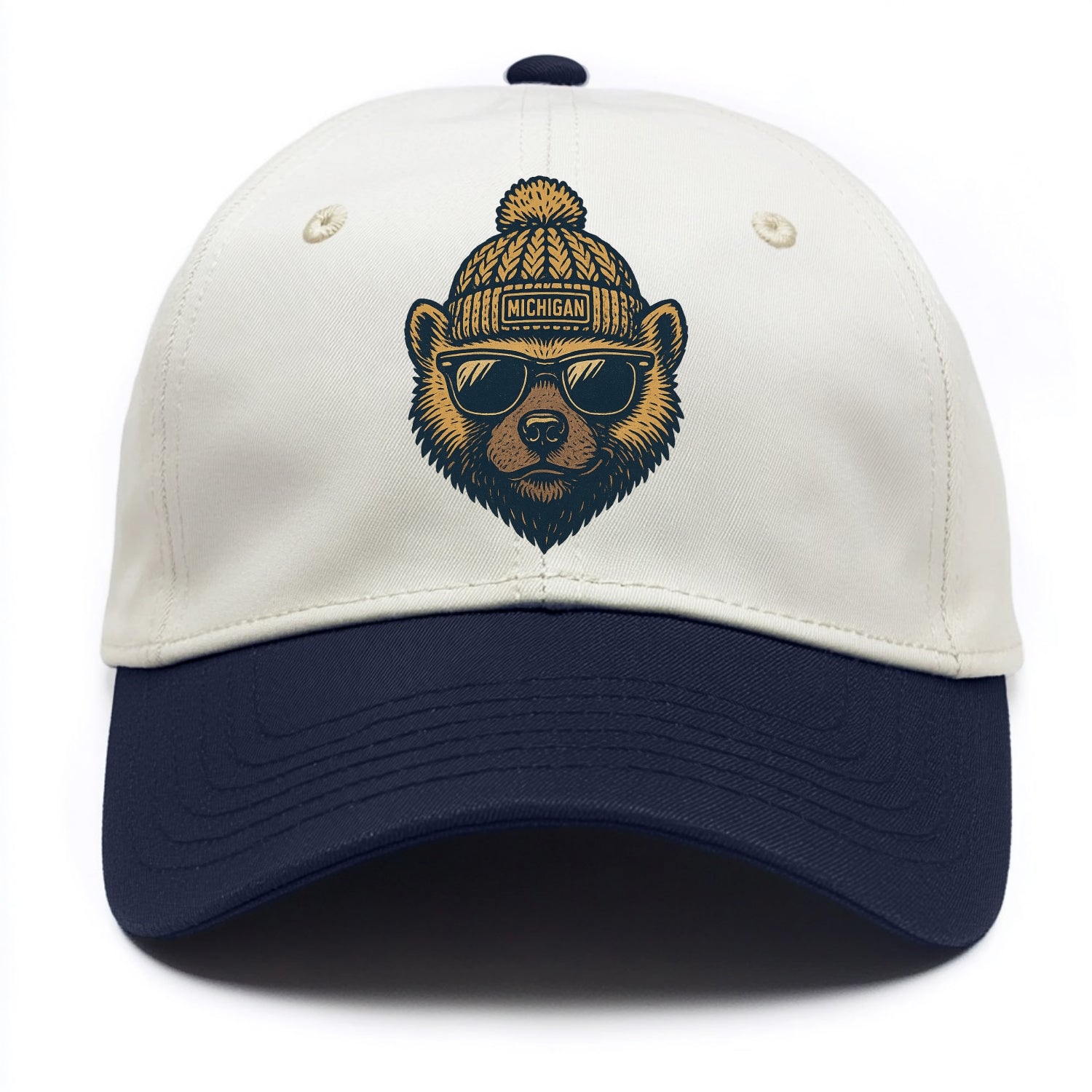 Ann Arbor Wolverine wearing Michigan bea - Two Tone Cap - Navy